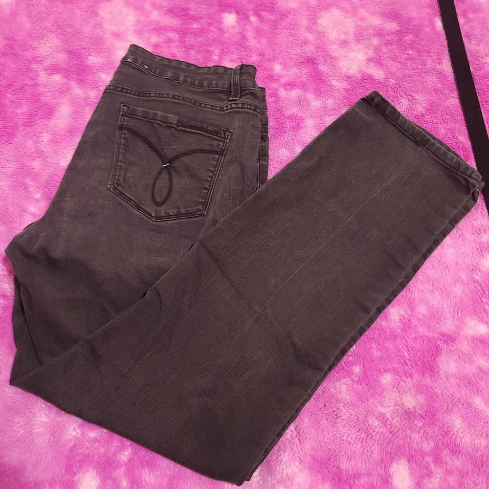 Calvin Klein Jeans Womens 30/10 Straight Leg Dark Wash Black Denim Jeans